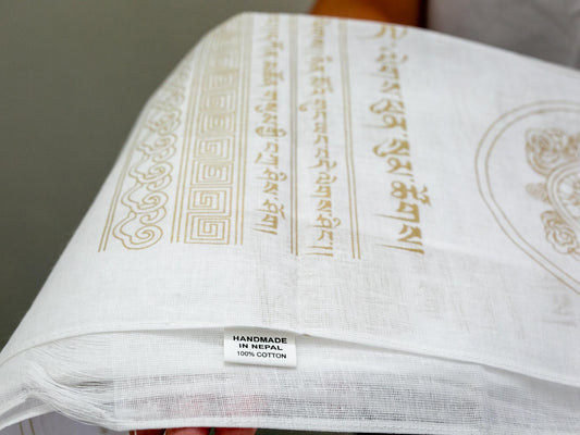 100% Cotton - White Long Khata Scarf