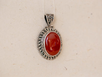 Large Carnelian and Sterling Silver Pendant