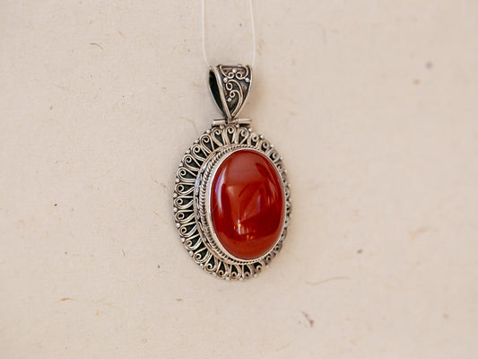 Large Carnelian and Sterling Silver Pendant