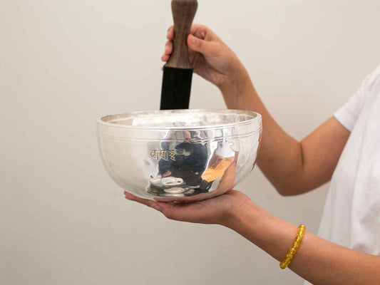 Silver Moon Singing Bowl - Base Note A#3 (238 Hz)