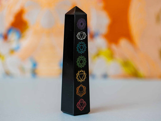 Black Obsidian Chakra Tower