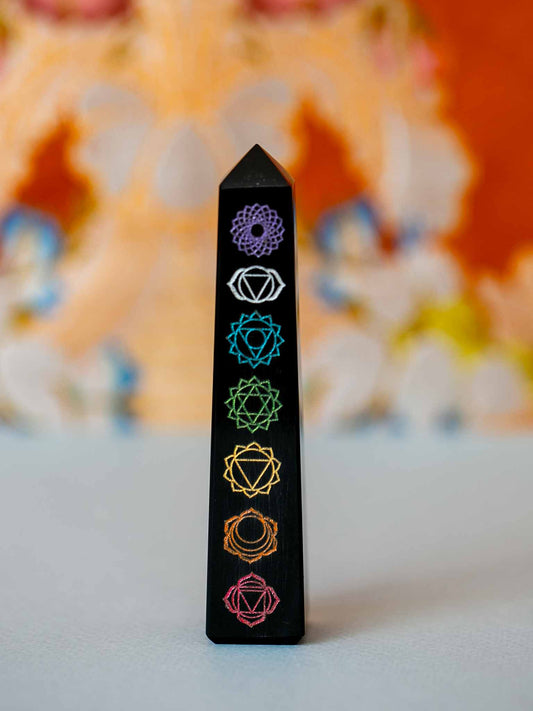 Black Obsidian Chakra Tower