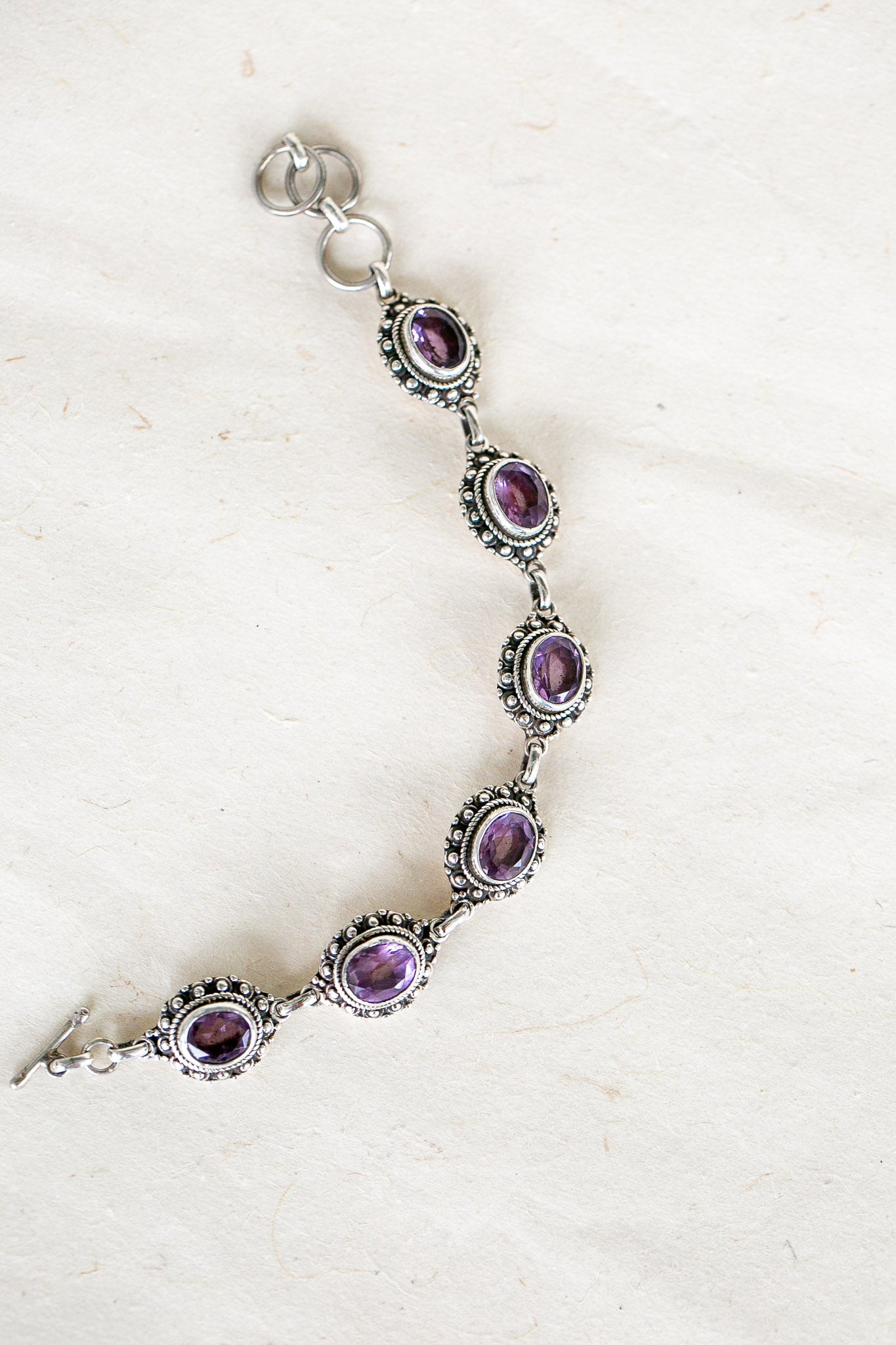 Amethyst and Silver chain bracelet