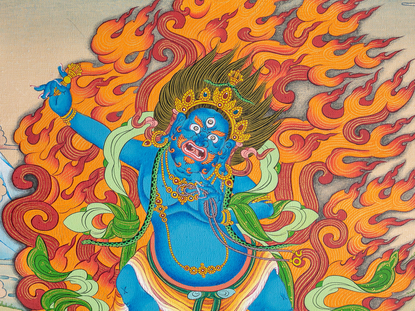 Vajrapani thangka close up
