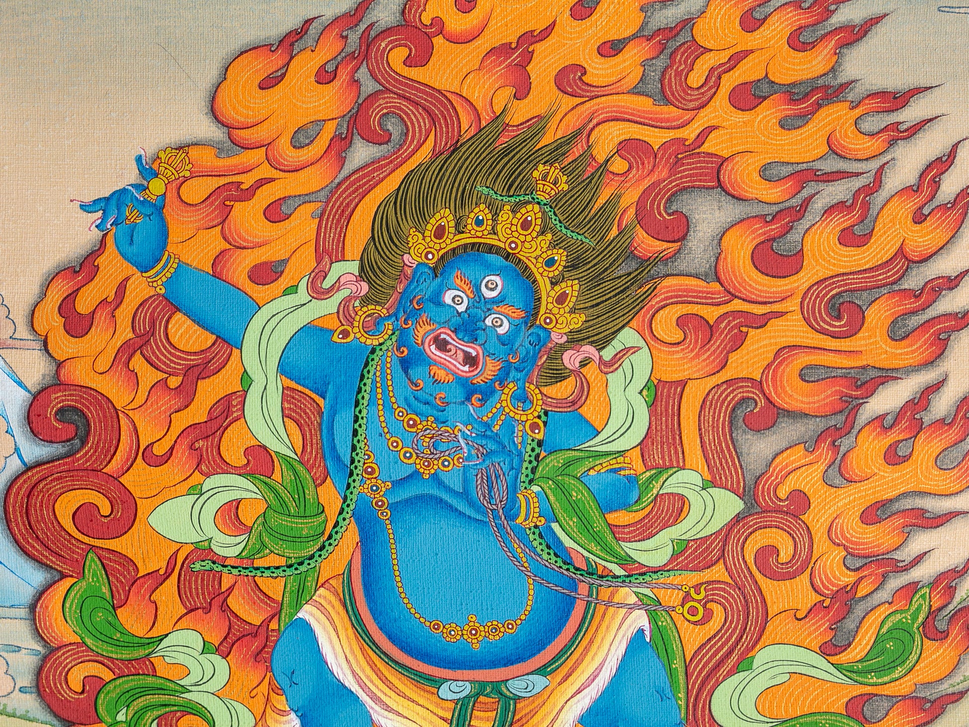 Vajrapani thangka close up