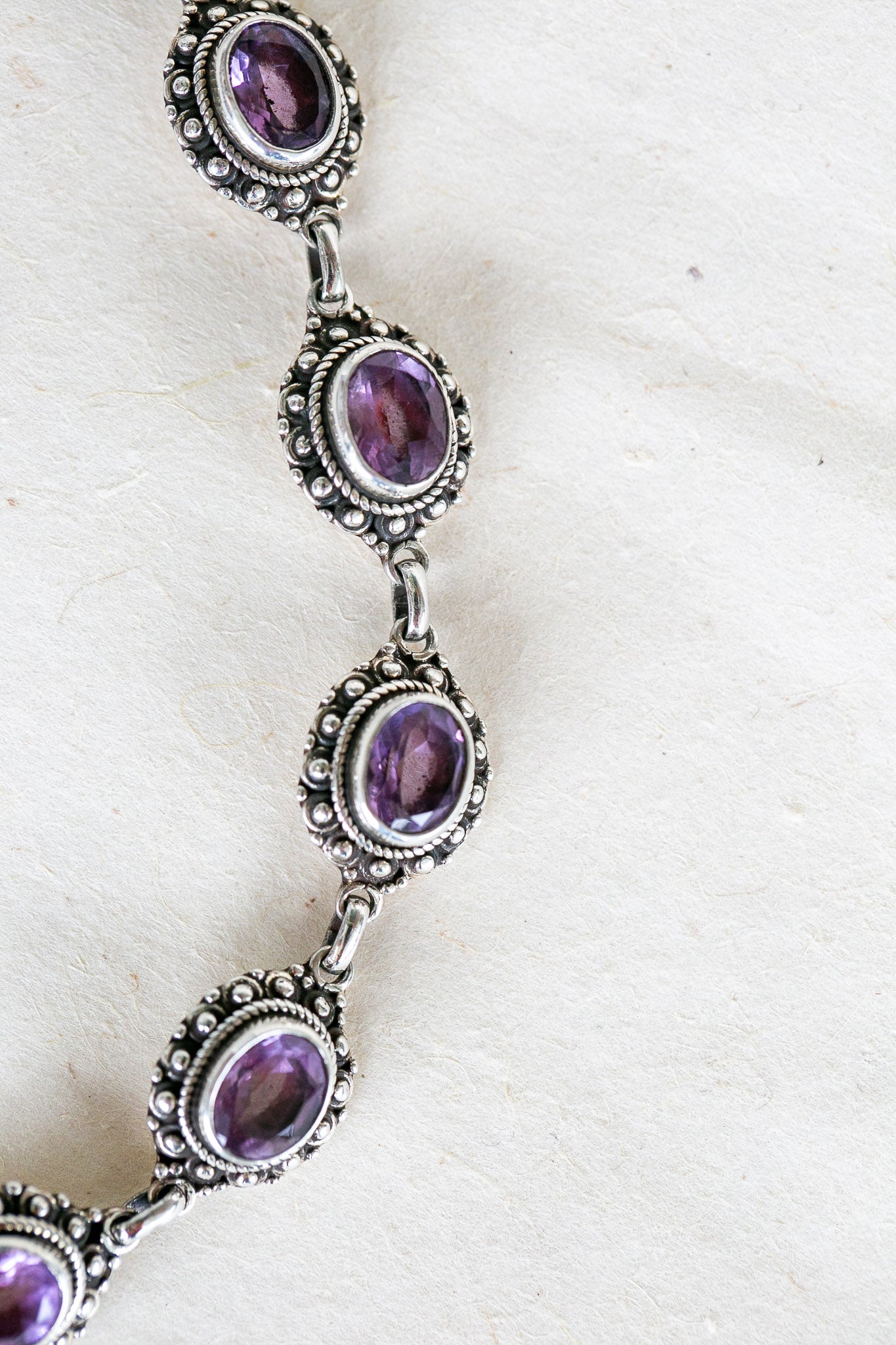 Amethyst and Silver chain bracelet