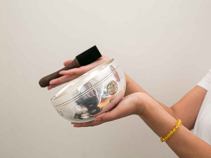 Silver Moon Singing Bowl - Base Note D4 (286 Hz)