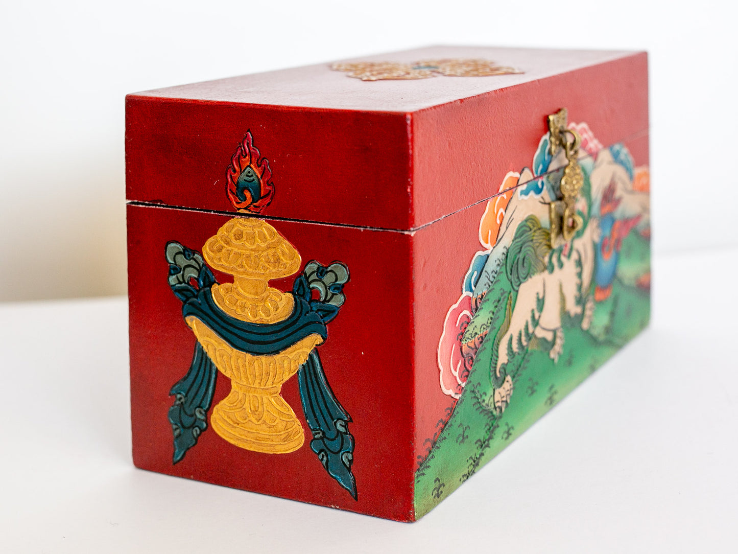 Snow Lion and Treasure Vase -  Tibetan Chest