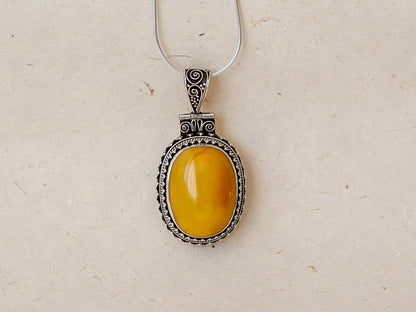Amber and Sterling Silver Pendant