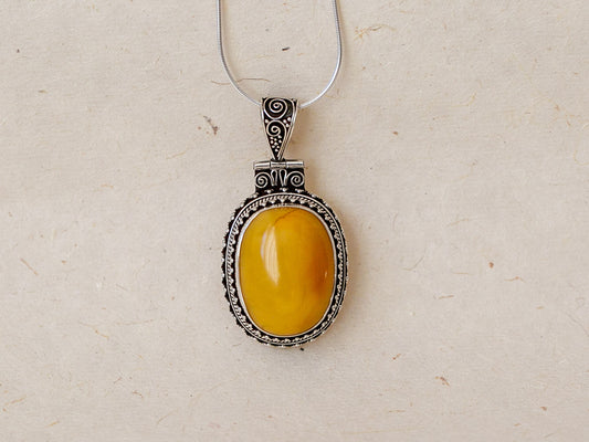 Amber and Sterling Silver Pendant