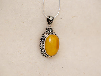 Amber and Sterling Silver Pendant