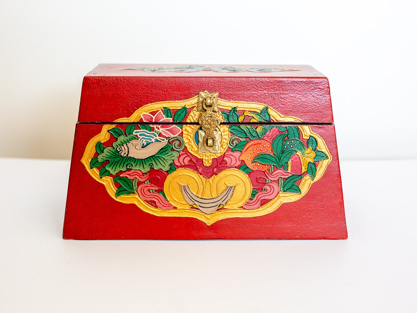 Good Fortune and Motifs -  Trapezoid Tibetan Chest