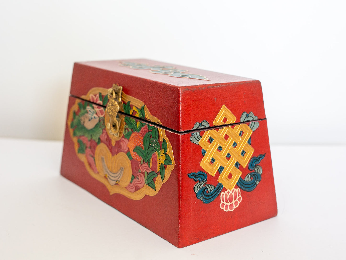 Good Fortune and Motifs -  Trapezoid Tibetan Chest
