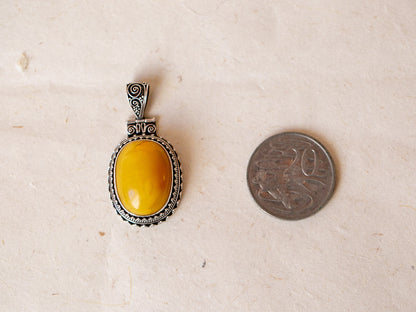 Amber and Sterling Silver Pendant