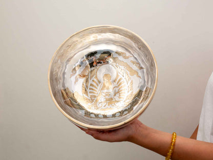 Silver Moon Singing Bowl - Base Note D#3 (151 Hz)