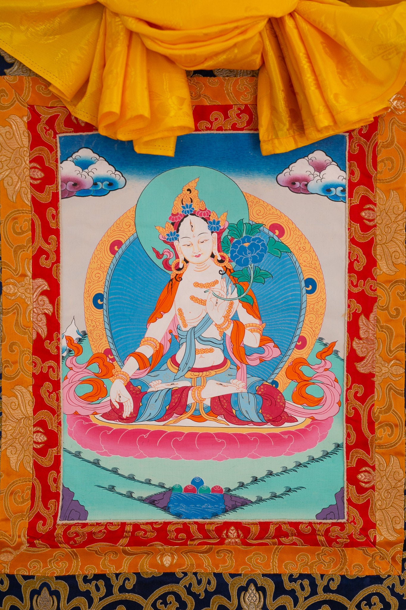 Original White Tara Thangka Painting