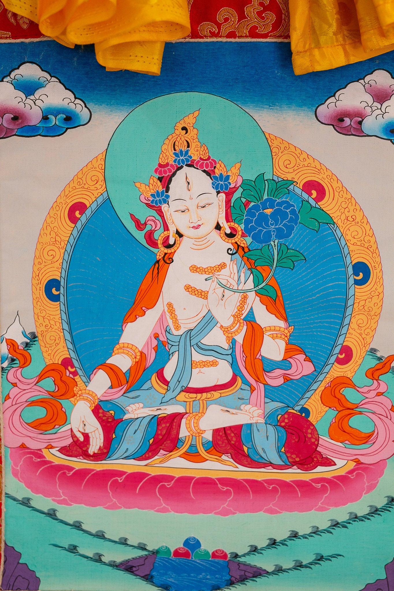 Original White Tara Thangka Painting