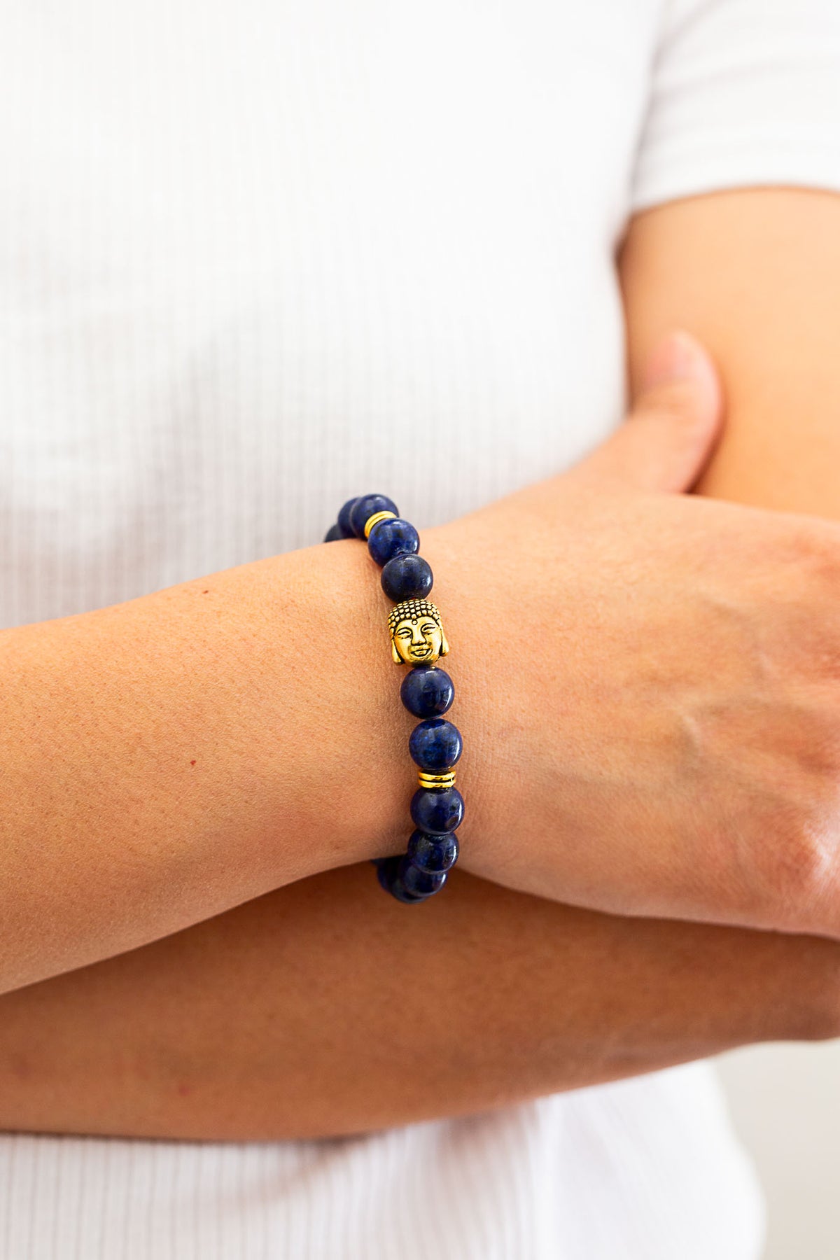 Lapis Buddha Mala Bracelet