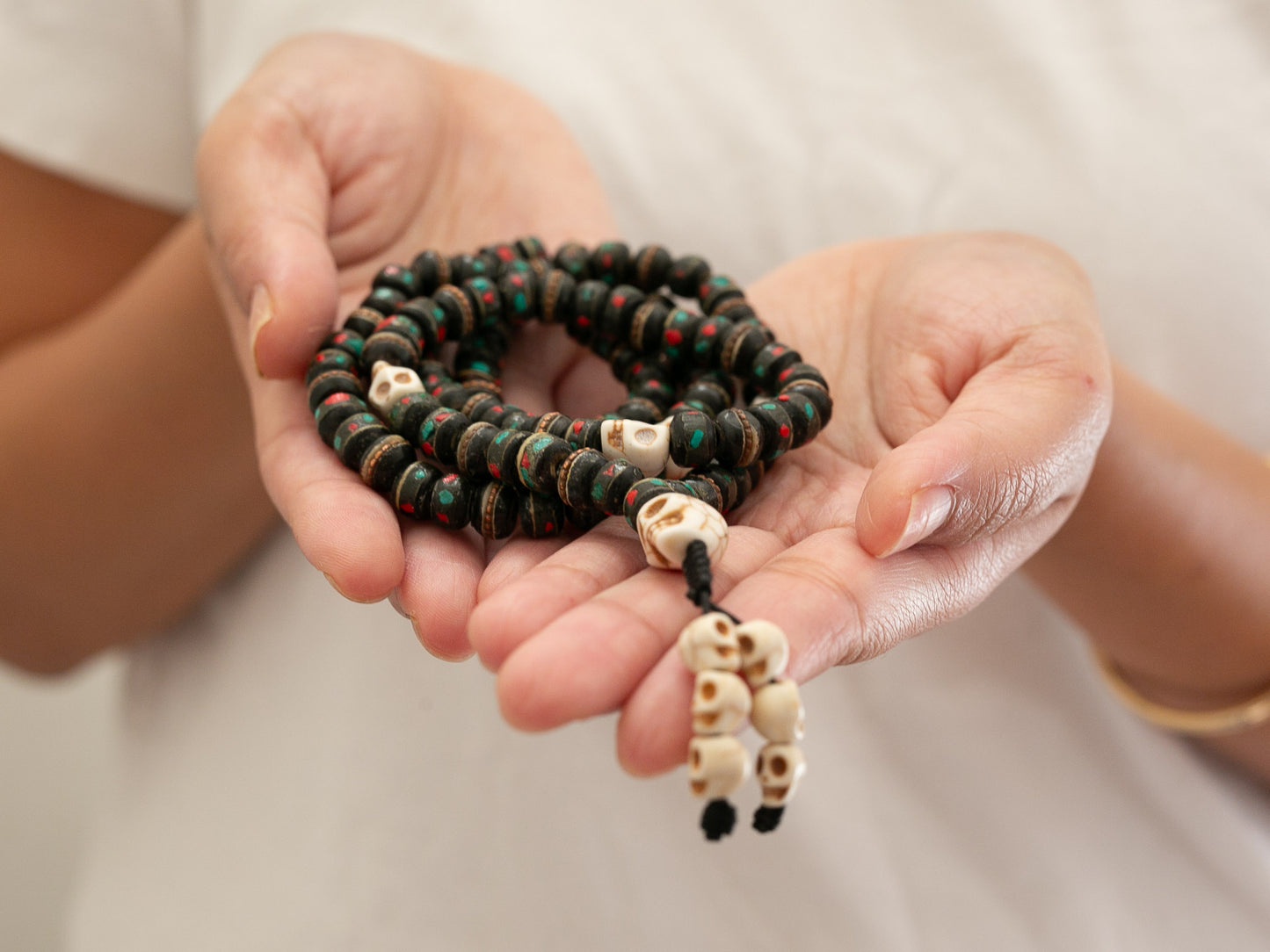 Black Bone Inlay Mala