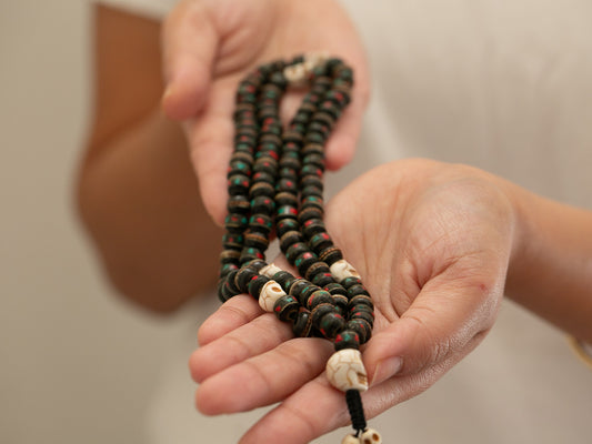 Black Bone Inlay Mala