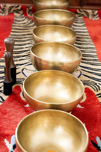 Set of 7 Nesting Hand Hammered Tibetan Singing Bowls