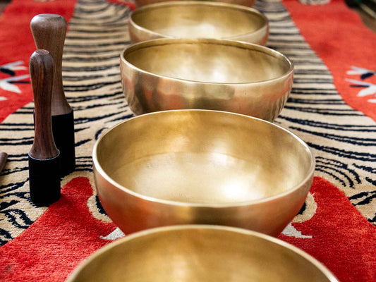 Set of 7 Nesting Hand Hammered Tibetan Singing Bowls
