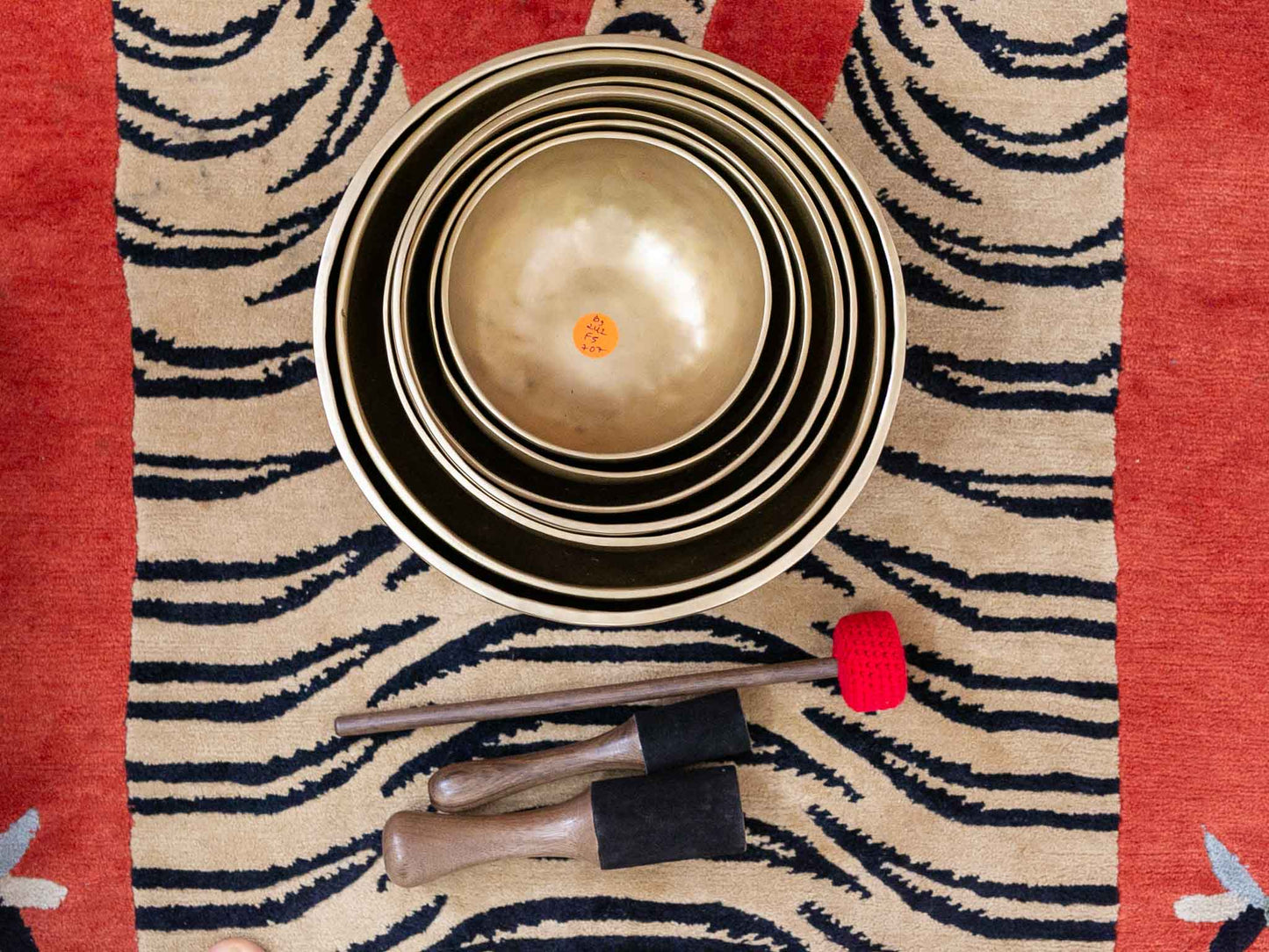 Set of 7 Nesting Hand Hammered Tibetan Singing Bowls