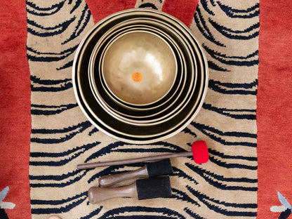 Set of 7 Nesting Hand Hammered Tibetan Singing Bowls