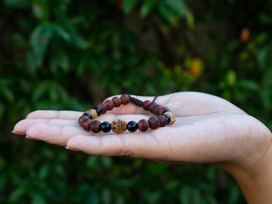 Rosewood and Skull Mala Bracelet