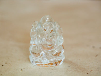 Miniature Ganesha Quartz Crystal Statue