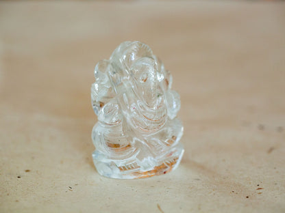 Miniature Ganesha Quartz Crystal Statue