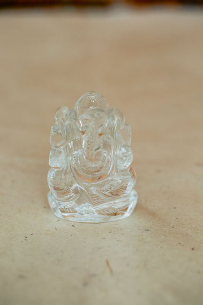 Miniature Ganesha Quartz Crystal Statue