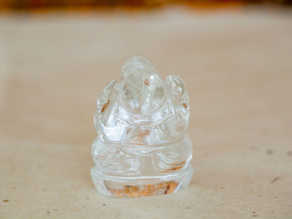 Miniature Ganesha Quartz Crystal Statue
