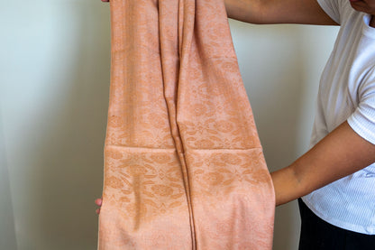 Cashmere and Silk Patterned Shawl (Rose Gold)