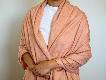 Cashmere and Silk Patterned Shawl (Rose Gold)