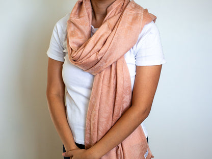 Cashmere and Silk Patterned Shawl (Rose Gold)