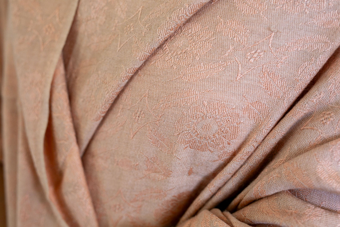 Cashmere and Silk Patterned Shawl (Rose Gold)