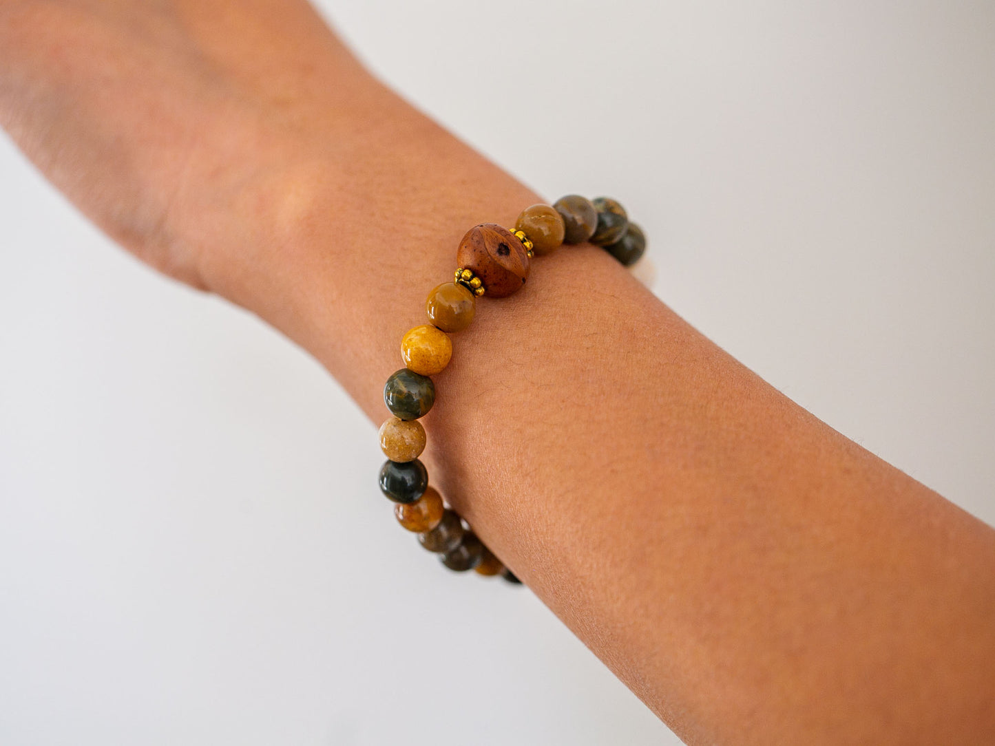 Custom Riverstone Mala Bracelet with Bodhi Seed