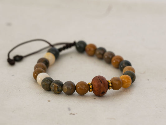 Custom Riverstone Mala Bracelet with Bodhi Seed