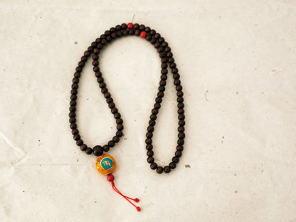 Custom Rosewood Mala with Compassion Eyes Pendant