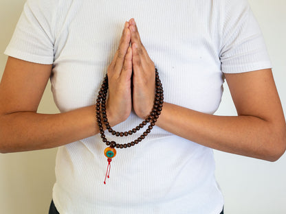 Custom Rosewood Mala with Compassion Eyes Pendant