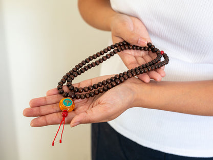 Custom Rosewood Mala with Compassion Eyes Pendant