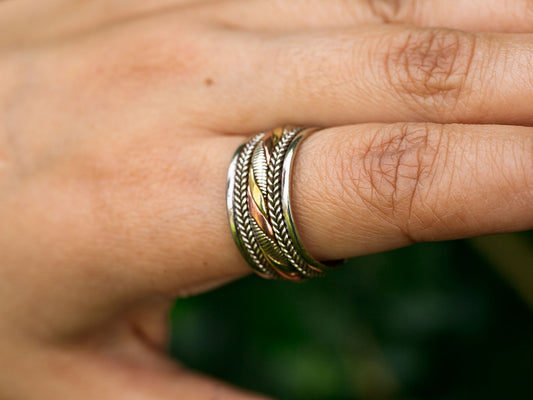 Three Metal Braided Cuff Ring