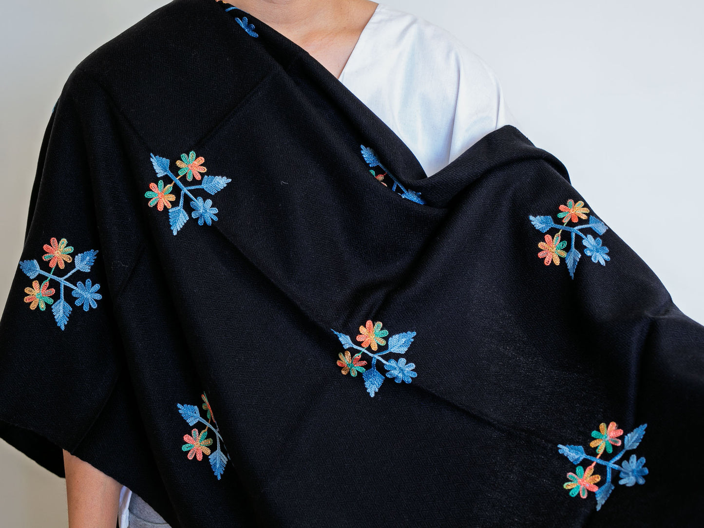 Floral Embroidery Cashmere Shawl (3 options)