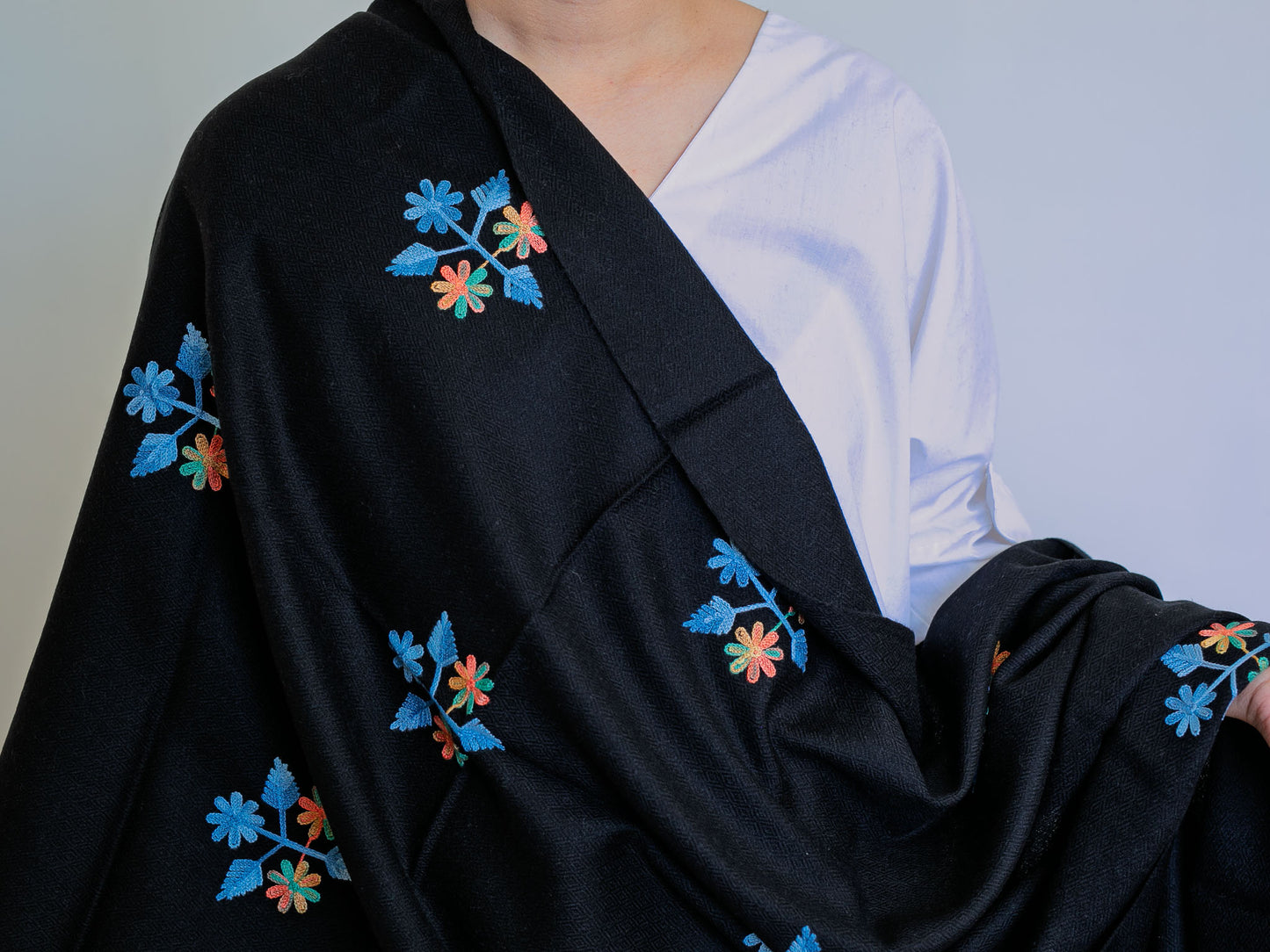 Floral Embroidery Cashmere Shawl (3 options)