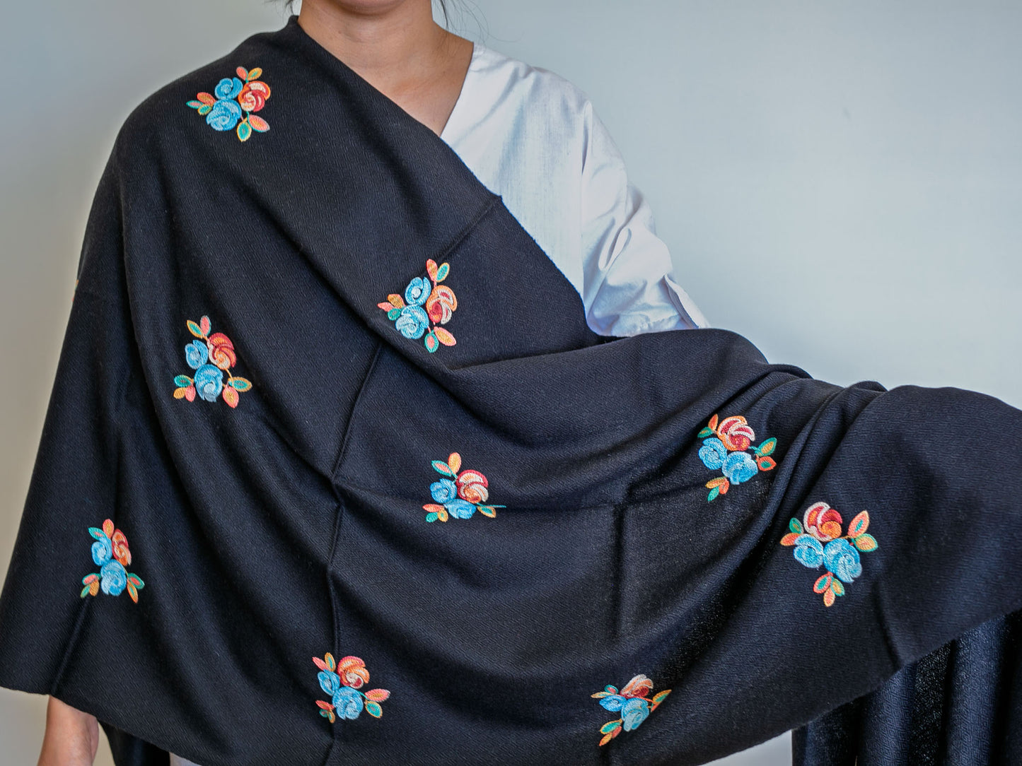 Floral Embroidery Cashmere Shawl (3 options)