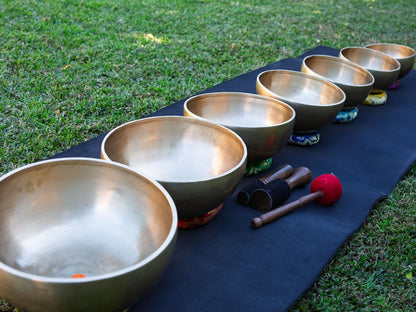 Set of 7 Nesting Hand Hammered Tibetan Singing Bowls