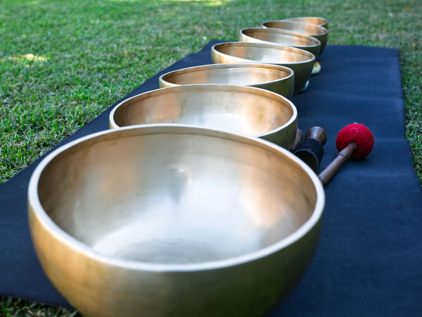 Set of 7 Nesting Hand Hammered Tibetan Singing Bowls