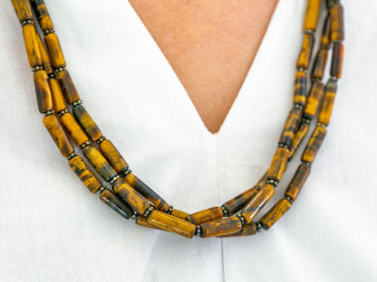 Rustic Tiger Eye Necklace in Tibetan Design