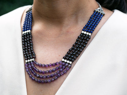 4 Line Bead Necklace in Tibetan design
